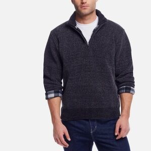 Weatherproof Vintage Men's Dark Gray 1/4 Zip Chenille Sweater